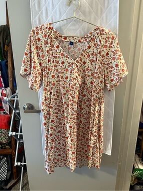 Old Navy Dress with Orange and Red Floral Print